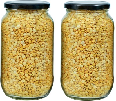 Shreeji krupa Glass Grocery Container  - 1000 ml(Pack of 2, Clear)