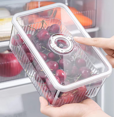 Q7 BRAND Plastic Fridge Container  - 1000 ml(Pack of 2, Clear)