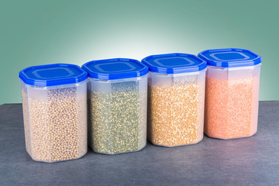 ZENOVIA Plastic Grocery Container  - 4000 ml(Pack of 4, Blue)