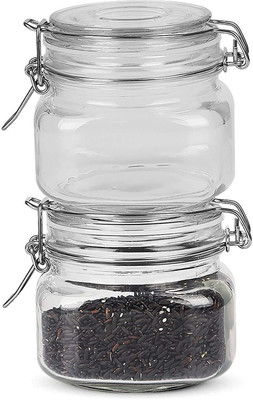 Sophronal Glass Grocery Container  - 500 ml(Pack of 2, Clear)