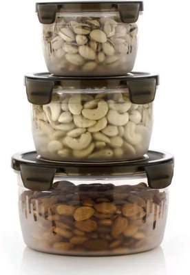 Ashirvad Plastic Grocery Container  - 600 ml(Pack of 3, Black)