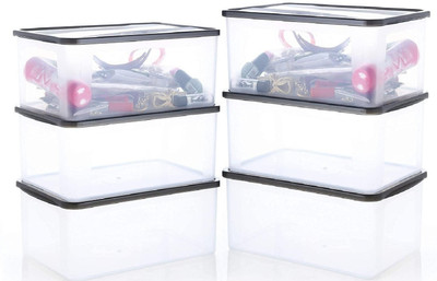 UNDERZZONE Plastic Grocery Container  - 2000 ml(Pack of 6, Clear)