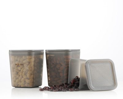 FORWAY Plastic Grocery Container  - 800 ml(Pack of 3, Black, Transparent)