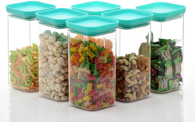 SARAZA Plastic Grocery Container  - 1500 ml(Pack of 8, Green)