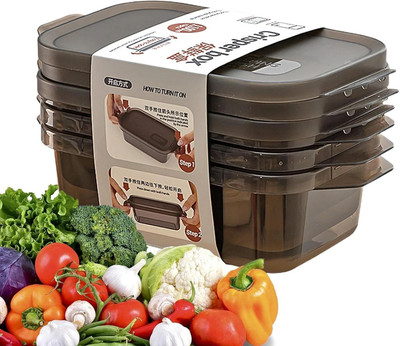 Crackle Plastic Fridge Container  - 1100 ml(Black)