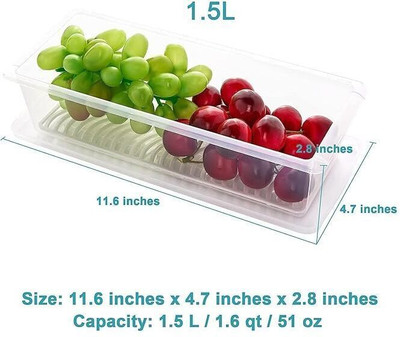 BodkiZone Plastic Fridge Container  - 1500 ml(Pack of 2, White)