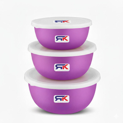 RK Stainless Steel, Plastic Grocery Container  - 600 ml, 800 ml, 1300 ml(Pack of 3, Purple)