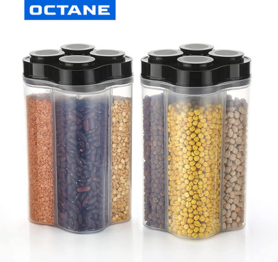 octane Plastic Grocery Container  - 1500 ml(Pack of 2, Black)
