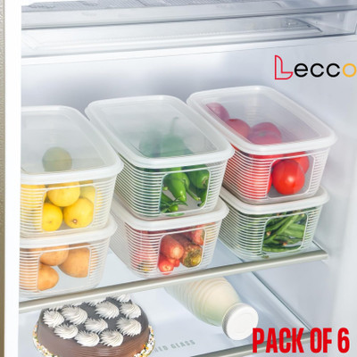 Lecco Plastic, Polypropylene Fridge Container  - 1800 ml(Pack of 6, Clear)