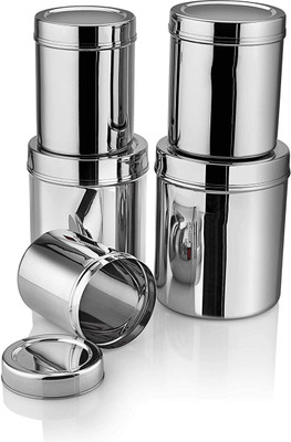 Liolis Steel Grocery Container  - 6 L(Pack of 5, Silver)