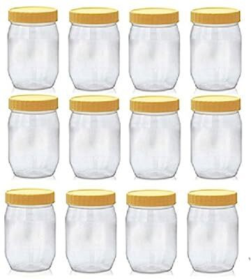 KAVYACRASH Plastic Pickle Jar  - 300 ml(Pack of 12, Yellow)