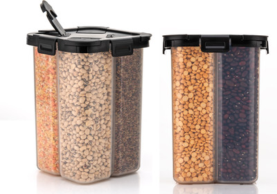 M9Gi Plastic Grocery Container  - 2500 ml(Pack of 2, Black)