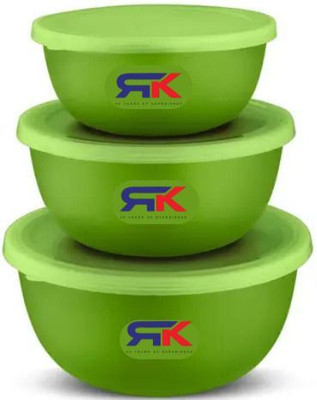 RK Steel, Plastic Grocery Container  - 600 ml, 800 ml, 1300 ml(Pack of 3, Green)