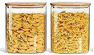TINSUHG Glass Grocery Container  - 950 ml(Pack of 2, Clear)