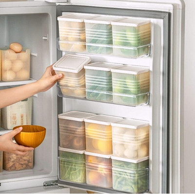 Freshmate Plastic Fridge Container  - 1000 ml(Pack of 6, White)