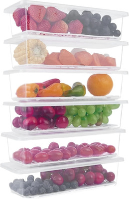ARNISH Plastic Fridge Container  - 1500 ml(Pack of 6, Clear)