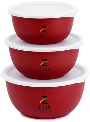 Zaib Steel, Polypropylene Fridge Container  - 1250 ml, 750 ml, 500 ml(Pack of 3, Red)