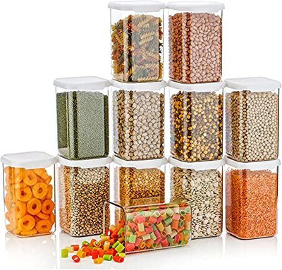 SARAZA Plastic Grocery Container  - 1200 ml(Pack of 12, White)