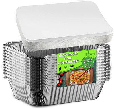 PERFY Aluminium Utility Container  - 750 ml(Pack of 100, Silver)