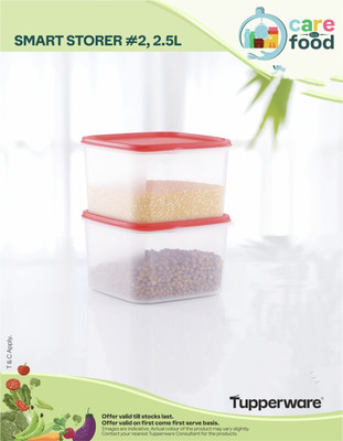 kdcreations Plastic Grocery Container  - 2.5 L(Pack of 2, Transparent, Red)