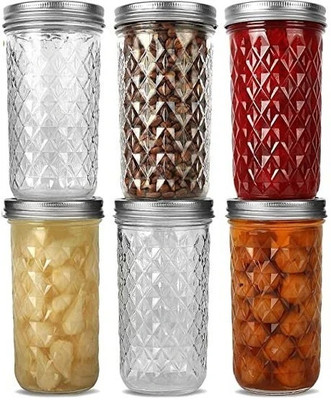 JIGSHTIAL Glass Grocery Container  - 400 ml(Pack of 6, Clear)