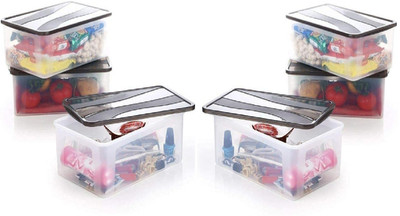 KDZONE Plastic Grocery Container  - 2000 ml(Pack of 6, Clear)