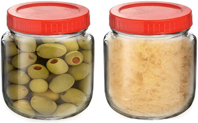 VERPHX Glass Grocery Container  - 500 ml(Pack of 2, Clear)