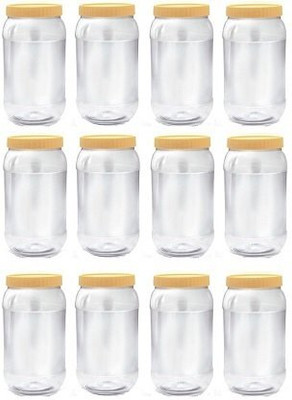 shree parshva Plastic Tea Coffee & Sugar Container  - 1 L(Pack of 12, Yellow)