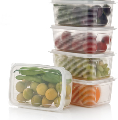 3D SUPER STORE Plastic Fridge Container  - 2000 ml(Pack of 5, Clear)