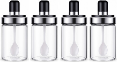 MDealz Glass Utility Container  - 250 ml(Pack of 4, Transparent)