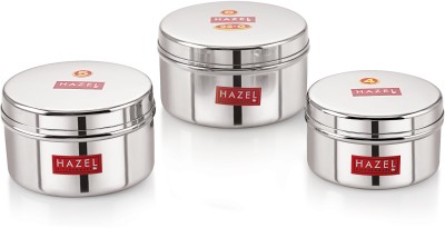 HAZEL Steel Grocery Container  - 200 ml, 300 ml, 400 ml(Pack of 3, Silver)