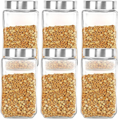 Glassbunny Glass Grocery Container  - 1000 ml(Pack of 6, Clear)