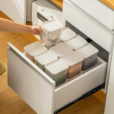 TERRITORTY Plastic Fridge Container  - 1200 ml(Pack of 6, White)