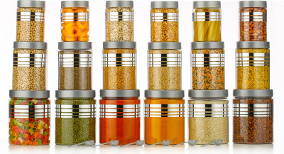 THE Impala Plastic Grocery Container  - 1200 ml, 900 ml, 650 ml, 350 ml(Pack of 18, Silver, Transparent)
