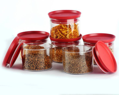 QUPSY Plastic Grocery Container  - 500 ml(Pack of 6, Red)