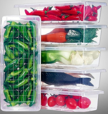 DXDT Plastic Fridge Container  - 1500 ml(Pack of 5, White)