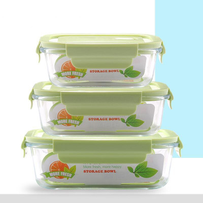 SKD STORE Glass Fridge Container  - 1000 ml(Pack of 3, Clear)