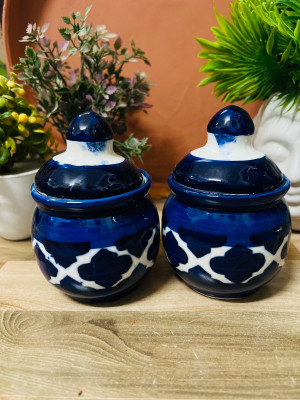 hc the crafts Ceramic Utility Container  - 200 ml(Pack of 2, Blue)