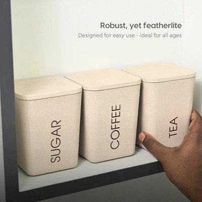 GE ENTERPRISE Plastic Tea Coffee & Sugar Container  - 800 ml(Pack of 3, Off White)