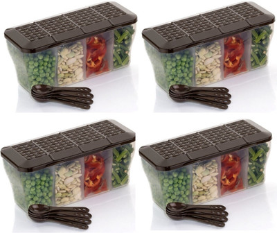 RABBITO Plastic Grocery Container  - 800 ml(Pack of 4, Brown)