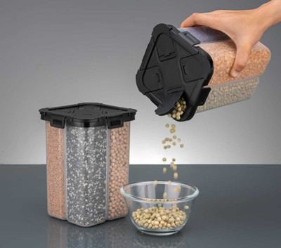Deep trading Plastic Utility Container  - 1000 ml(Pack of 2, Black)