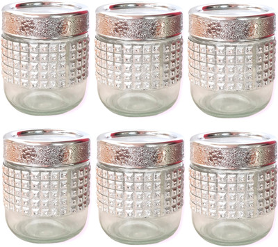 GR8INDIA Glass Cookie Jar  - 415 ml(Pack of 6, Clear)