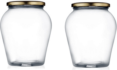 AFAST Glass Cookie Jar  - 500 ml(Pack of 2, Clear)