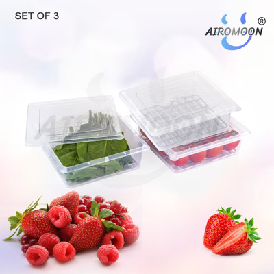AIROMOON Plastic Fridge Container  - 2600 ml(Pack of 3, White)