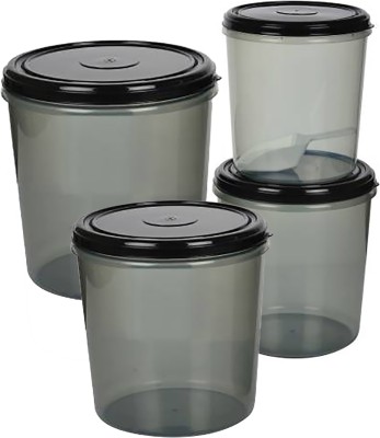 N H Enterprise Plastic Grocery Container  - 5 L, 7.5 L, 10 L, 14 L(Pack of 4, Black)