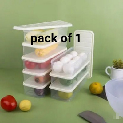 Wozzbuy Plastic Grocery Container  - 1200 ml(White)