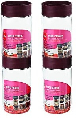Modustacks Plastic Grocery Container  - 1000 ml(Pack of 4, Maroon)