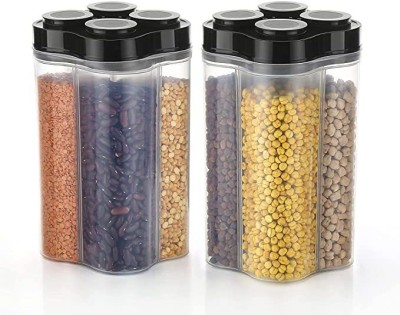 Lion Lender Plastic Grocery Container  - 2500 ml(Pack of 2, Black)