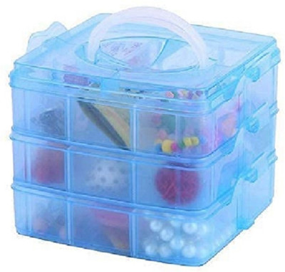 Shreeji 3 Layer 18 Grid Multi Purpose Storage Box With Adjustable Dividers X1.31 Plastic Wall Shelf(Number of Shelves - 1, Clear)