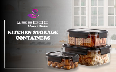 Weedoo Polypropylene Utility Container  - 1600 ml(Pack of 3, Black)